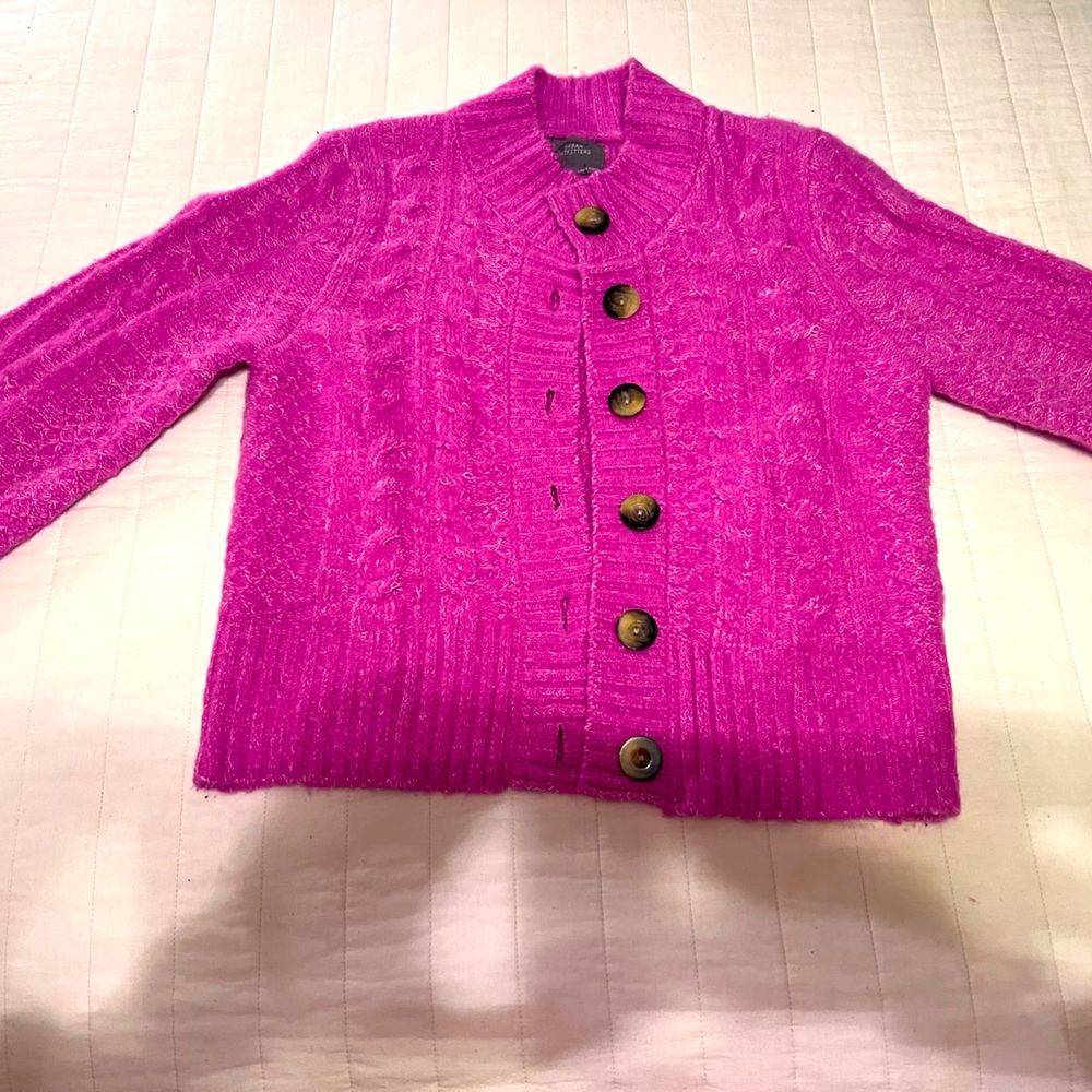 Unique UO hot pink wool cardigan